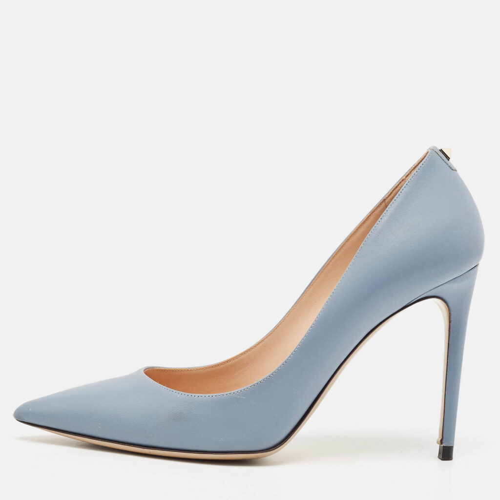 luxury-women-valentino-used-shoes-p1132253-010.jpg Valentino Blue Leather Pointed Toe Pumps Size 39.5