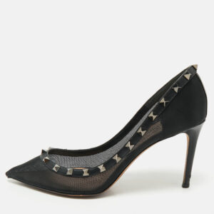 luxury-women-valentino-used-shoes-p1180519-010.jpg valentino black leather and mesh rockstud pointed toe pumps size 40.5