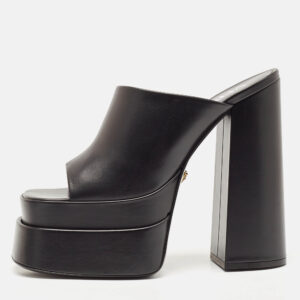 versace black leather aevitas platform mules size 40