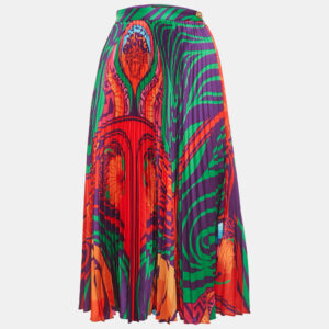 versace multicolor printed plisse midi dress m