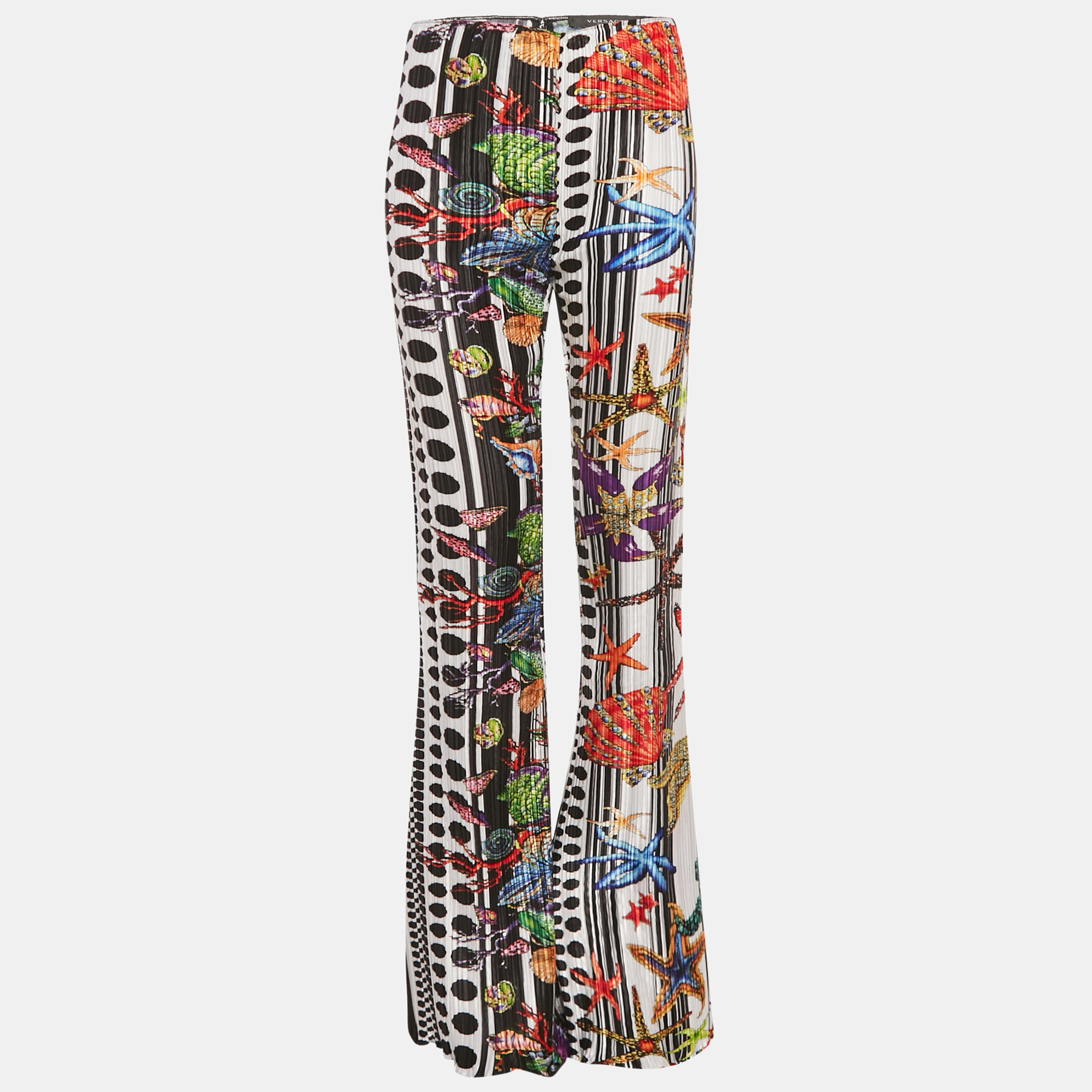versace multicolor printed plisse trousers m