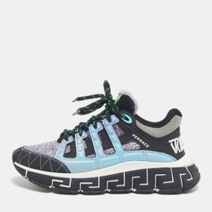 versace multicolor canvas and leather trigreca low top sneakers size 37