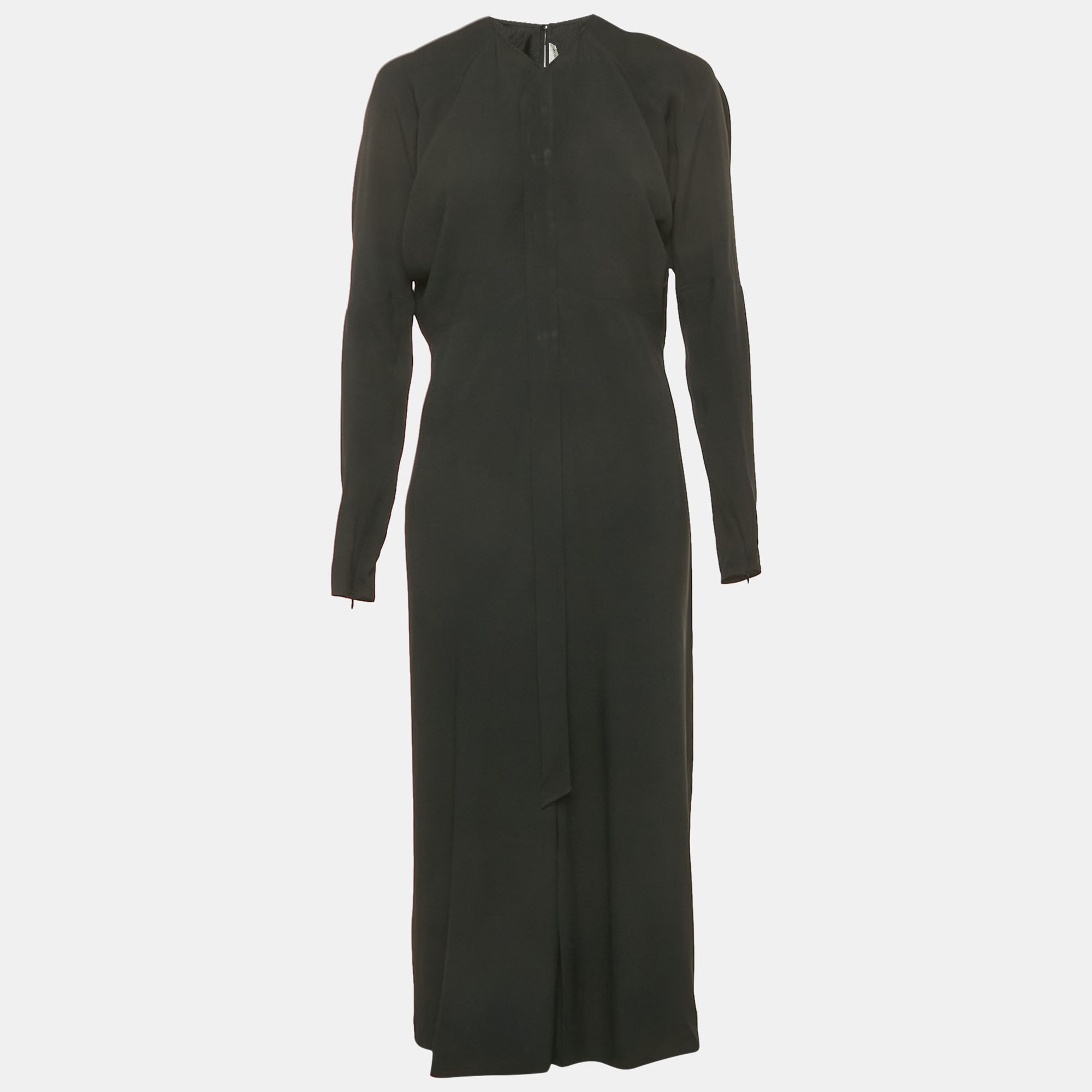 victoria beckham black crepe midi dress m