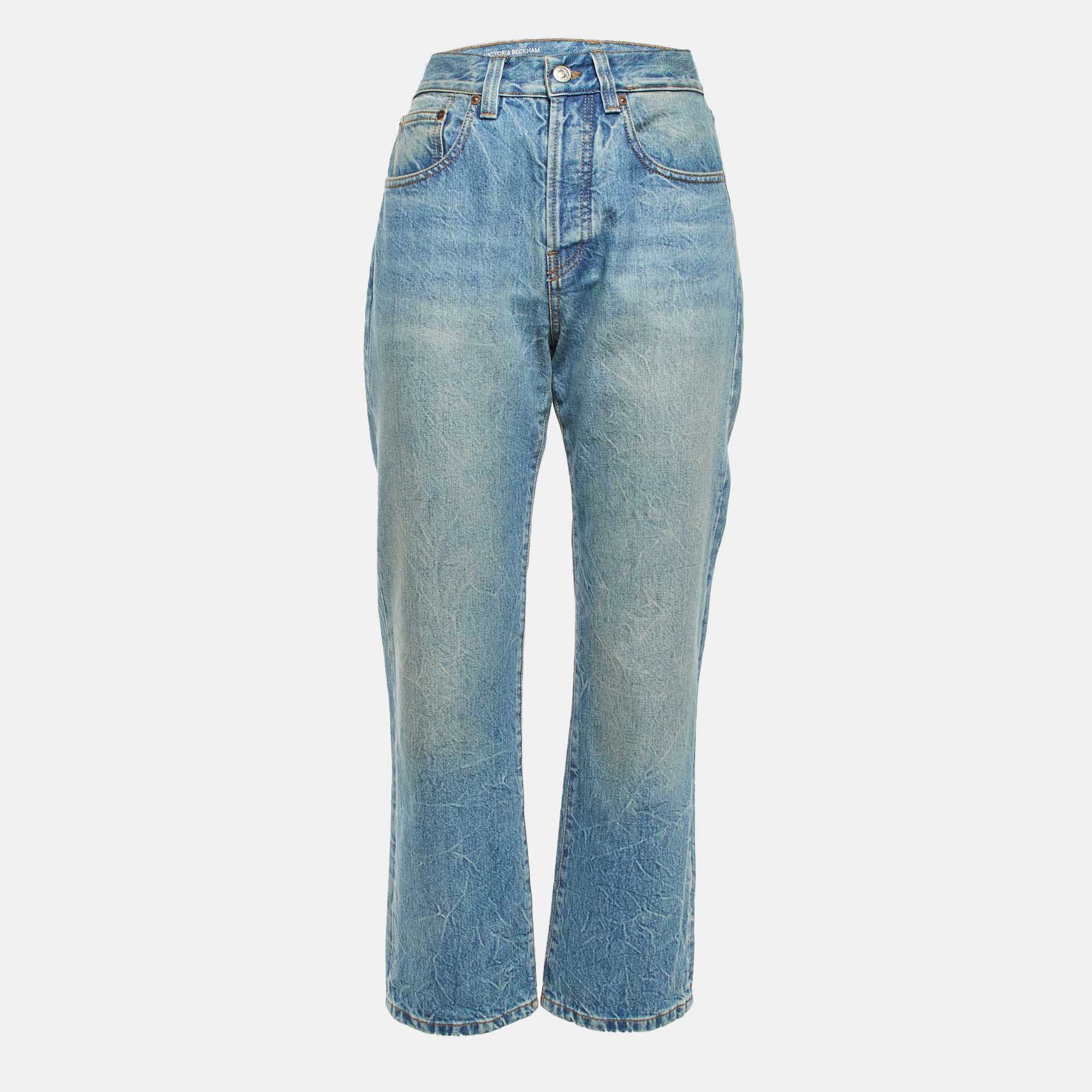 victoria beckham light blue denim straight jeans s (waist 30")