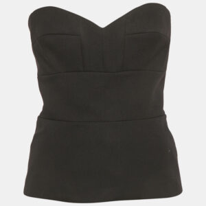 victoria beckham black wool strapless corset top m