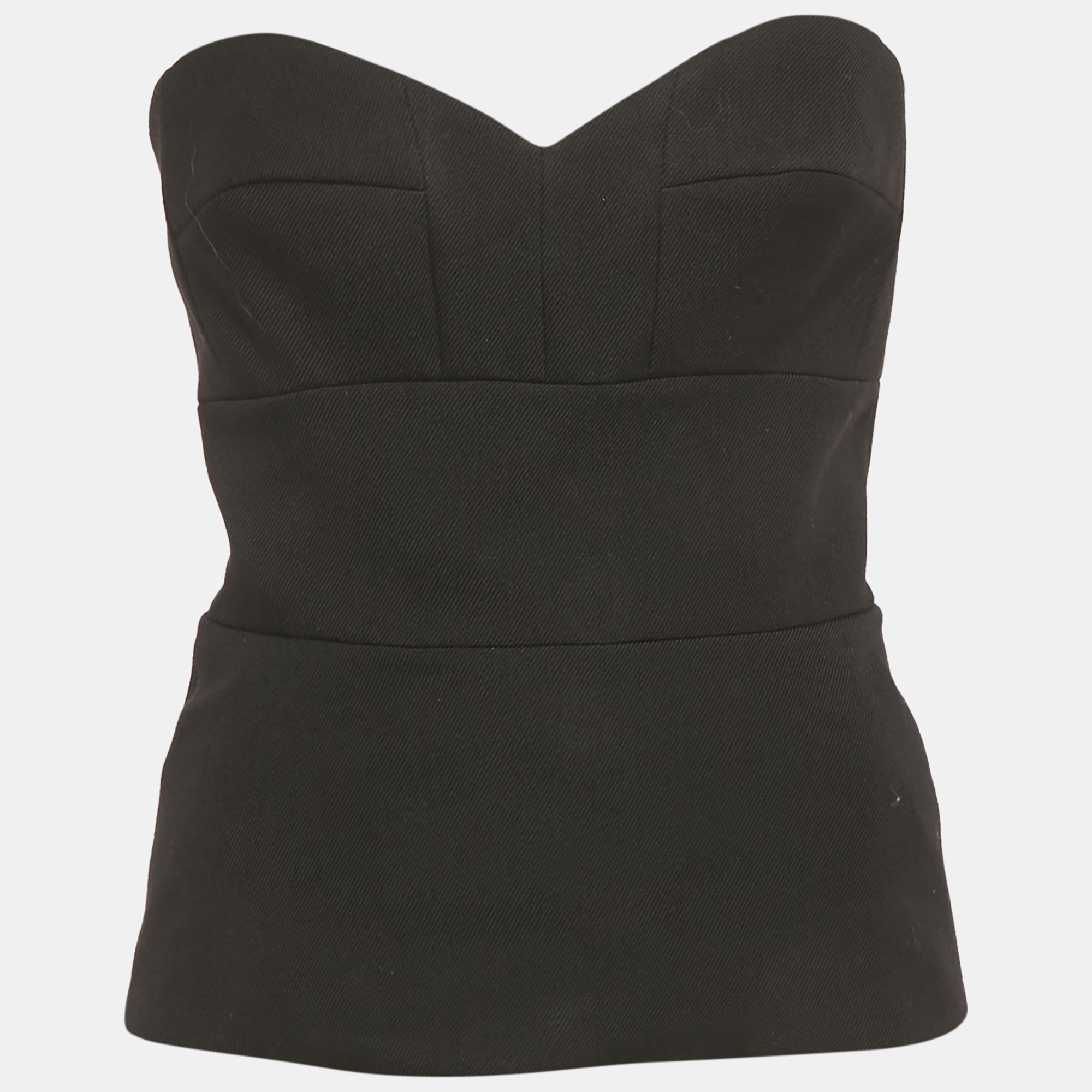 victoria beckham black wool strapless corset top m