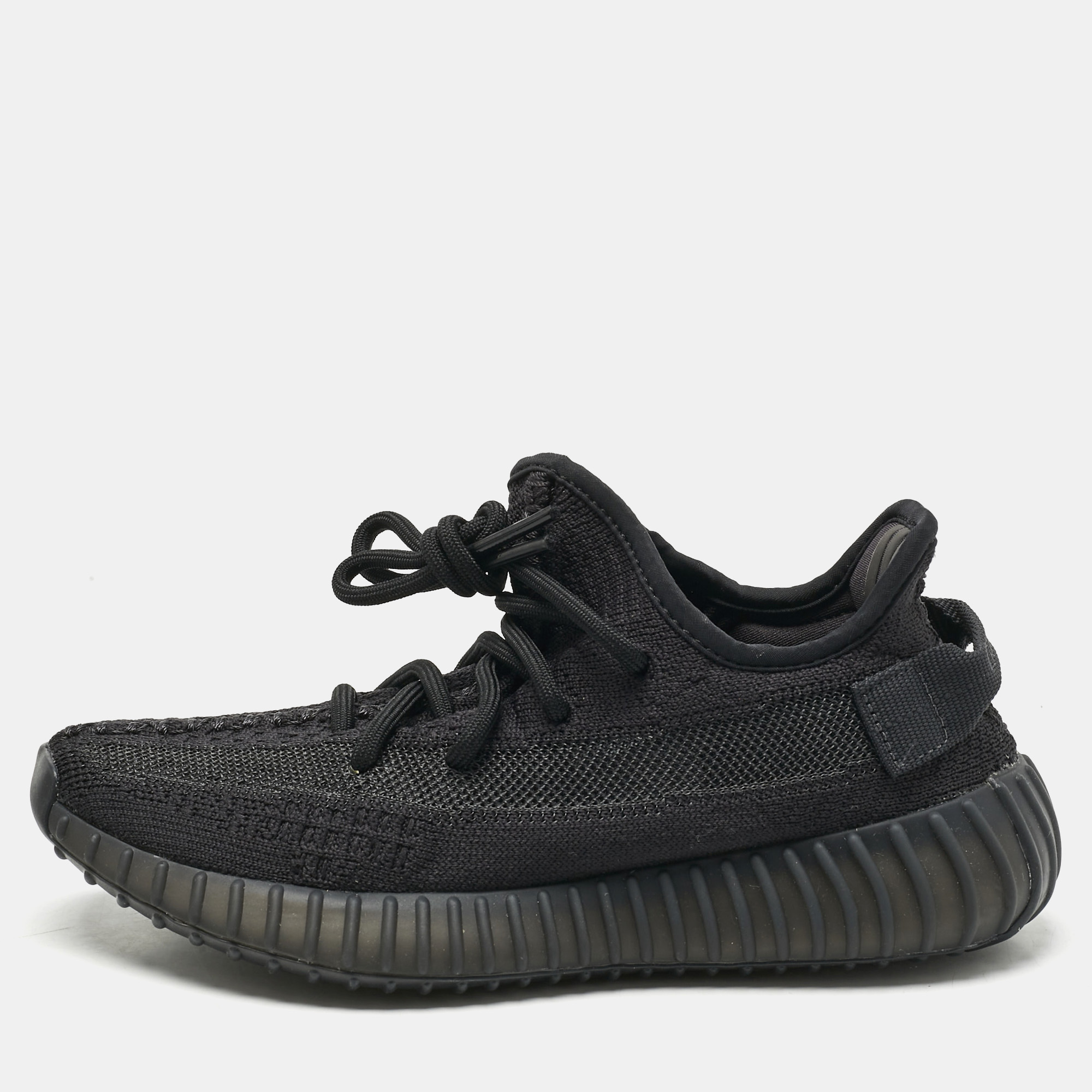 yeezy x adidas black knit fabric boost 350 v2 onyx sneakers size 36 2/3