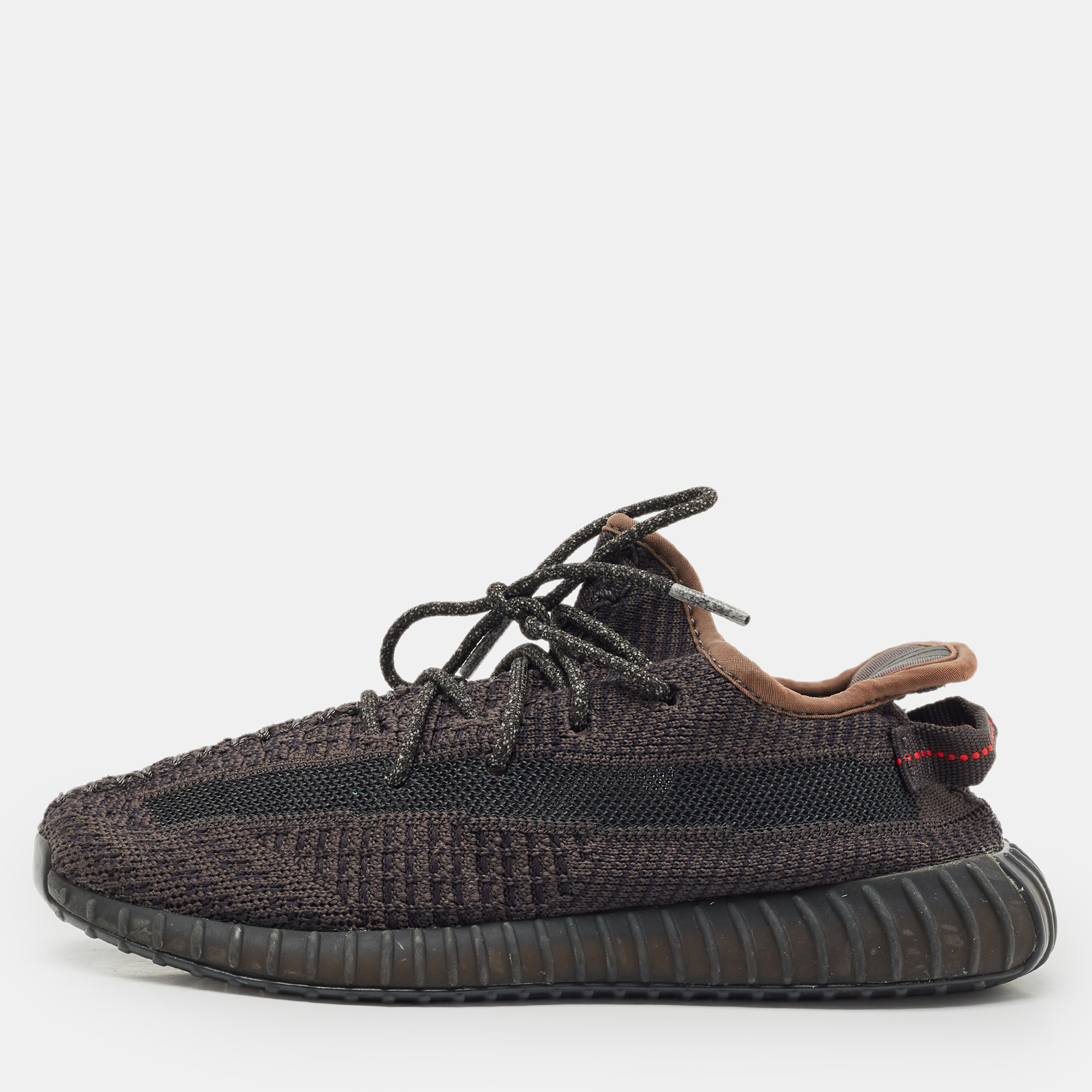 yeezy x adidas black knit fabric boost 350 v2 black non-reflective sneakers size 34