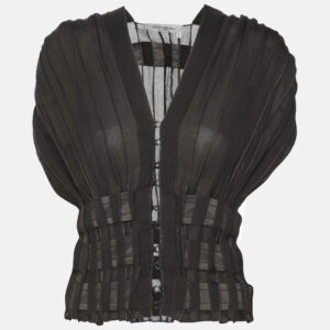 yves saint laurent dark grey silk top m