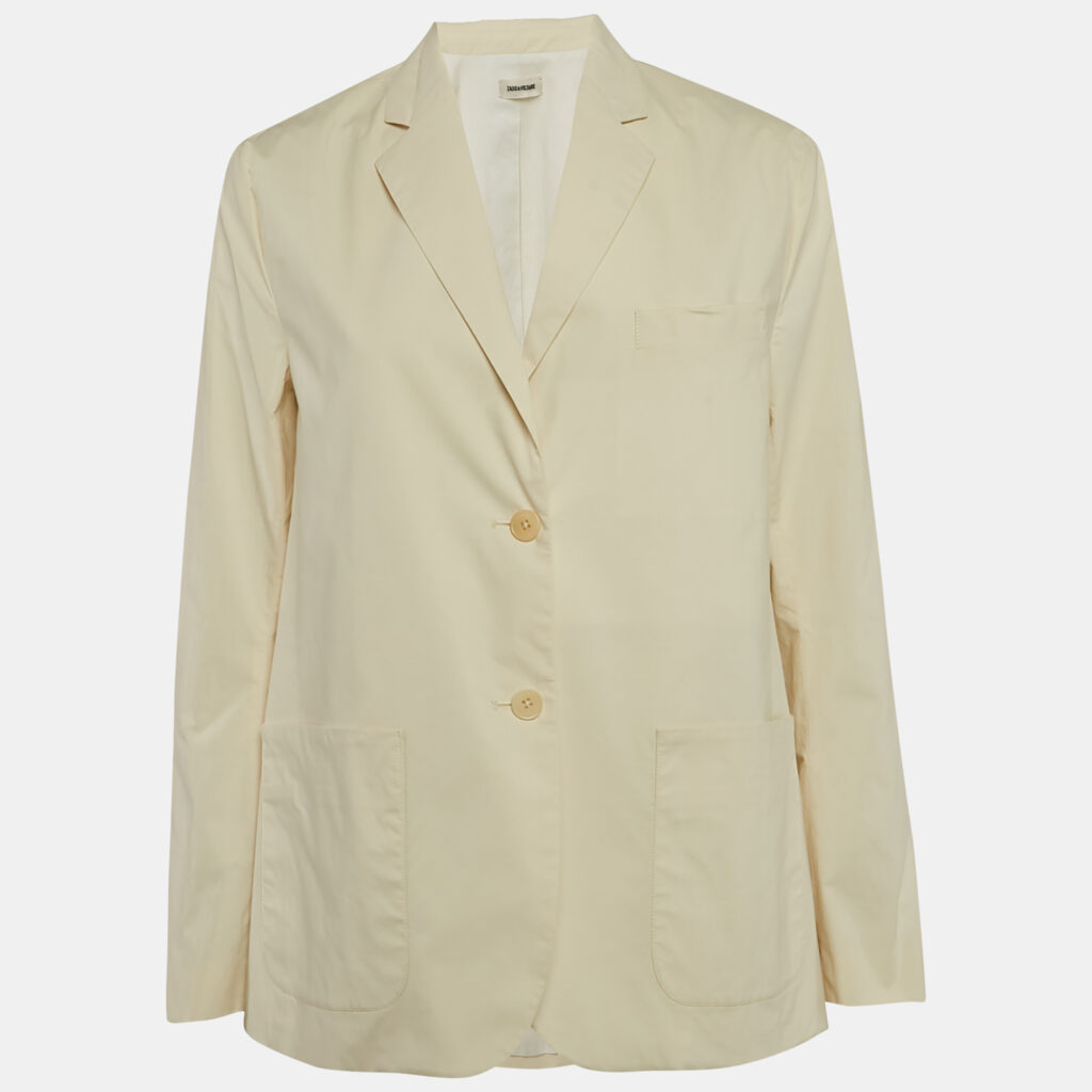 luxury-women-zadig-and-voltaire-new-clothes-p1131007-003.jpg Zadig & Voltaire Cream Cotton Popeline Single Breasted Blazer S