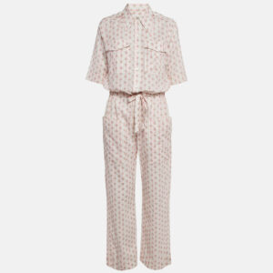 zadig & voltaire white floral print cotton catsy jumpsuit m