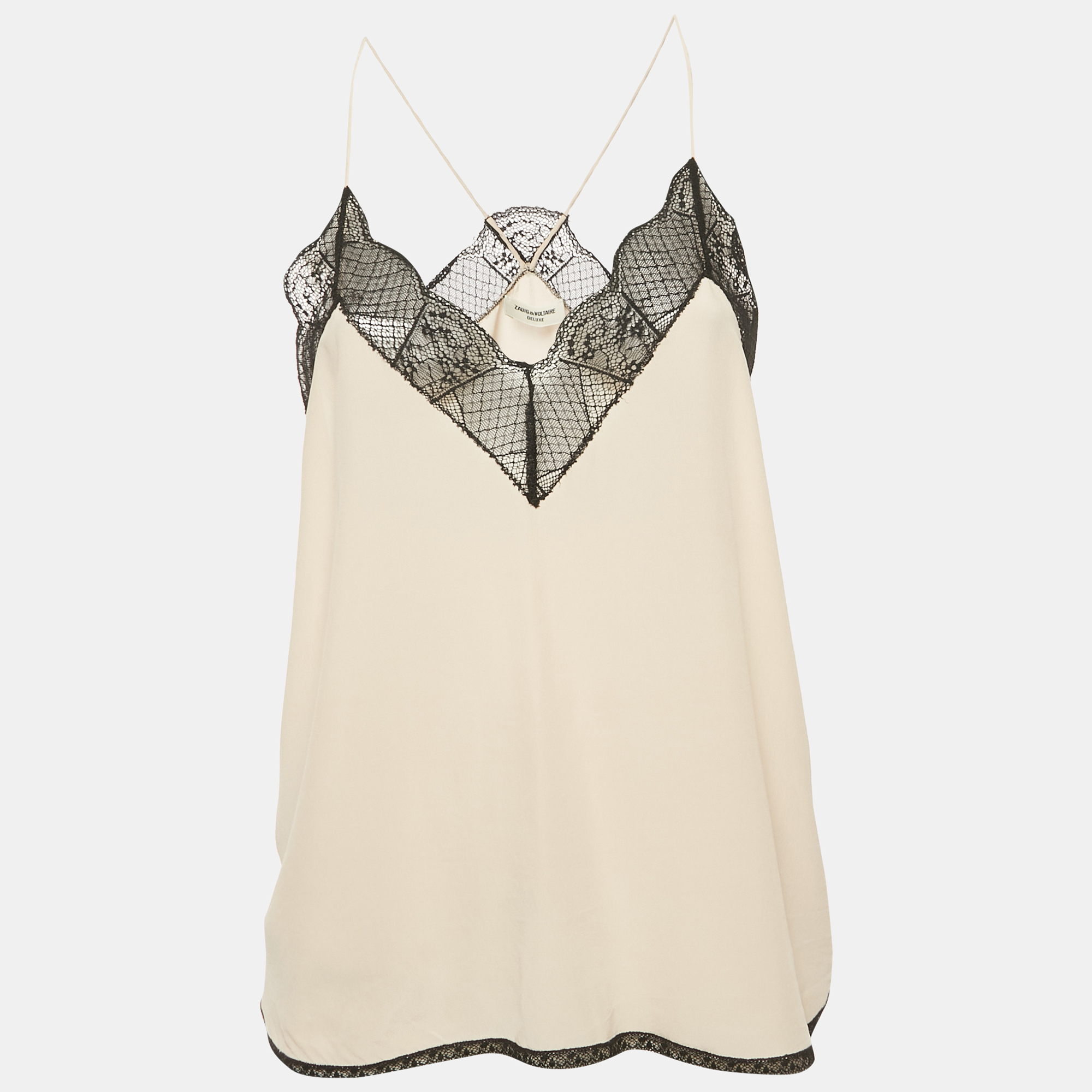 zadig & voltaire light pink silk lace trimmed christy deluxe camisole m