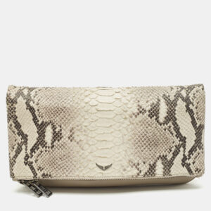 luxury-women-zadig-and-voltaire-used-handbags-p1176141-001.jpg zadig & voltaire grey python embossed leather rock foldover clutch bag