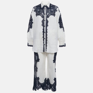 luxury-women-zimmermann-used-clothes-p1192815-002.jpg zimmermann beige crocheted lace and linen shirt & pants set m