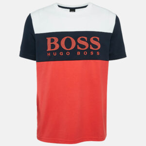 boss by hugo boss multicolor logo embroidery cotton blend t-shirt l