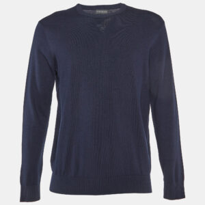 emporio armani navy blue knit crew neck sweater m