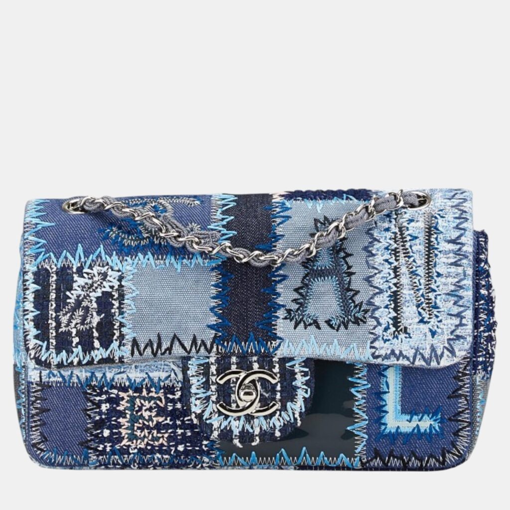 Chanel Multicolor Denim Coco Mark Patchwork Chain Shoulder Bag