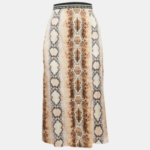 maje multicolor snake print crepe midi skirt m