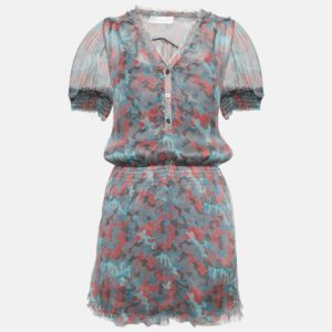 zadig & voltaire deluxe multicolor ribal print silk crepe mini dress xs