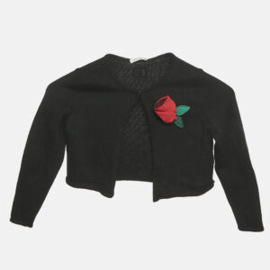 dolce & gabbana kids black rose applique knit cardigan 4 yrs