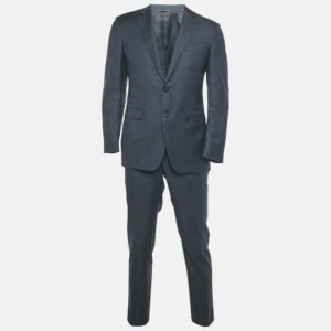 canali navy blue wool pants suit l