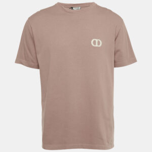 dior homme metal rose pink cotton logo detail crew neck t-shirt m