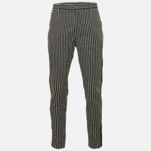dolce & gabbana black stripe cotton contrast trimmed trousers xxl