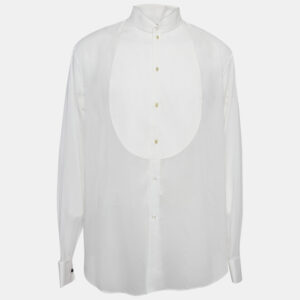 giorgio armani white sheer cotton tuxedo shirt xxxl
