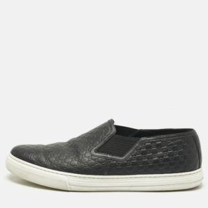 gucci black microguccissima leather slip on sneakers size 46.5