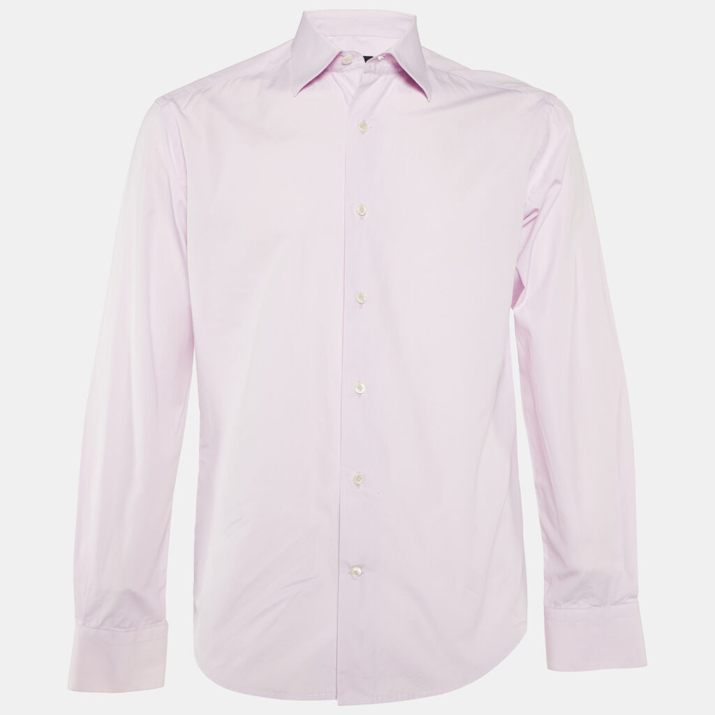 luxury-men-lanvin-used-clothes-p1091028-003.jpg Lanvin Pink Cotton Button Front Shirt M