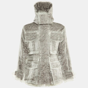 louis vuitton brown & grey organza layered jacket s