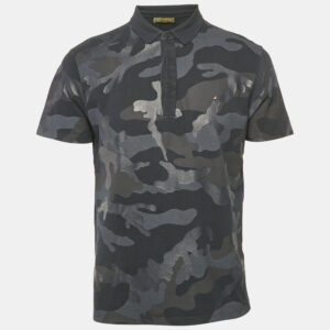 valentino navy blue camouflage print cotton pique polo t-shirt m