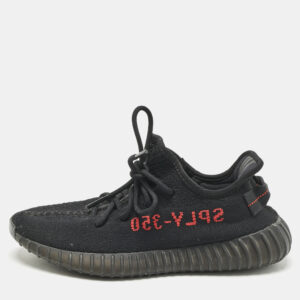 yeezy x adidas black knit fabric boost 350 v2 black red sneakers 41 1/3