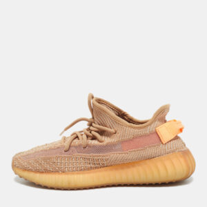 yeezy x adidas orange knit fabric boost 350 v2 clay sneakers size 38