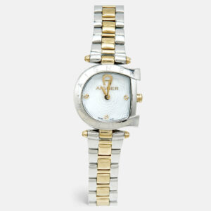 aigner mother of pearl two tone stainless steel arco a34200 women's wristwatch 25 mm