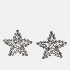 alessandra rich star crystals silver tone earrings