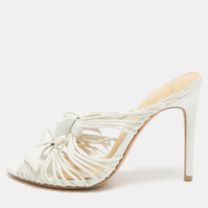 alexandre birman white leather dallas strappy sandals size 36