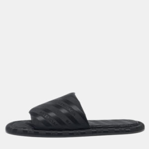 balenciaga black nylon logo print flat slides size 41