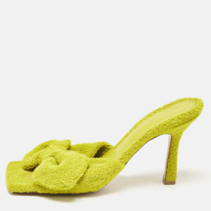 bottega veneta green fabric stretch slide sandals size 39