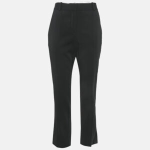 celine black gabardine pintuck trousers m