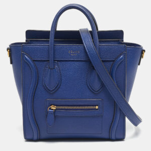 celine blue leather nano luggage tote