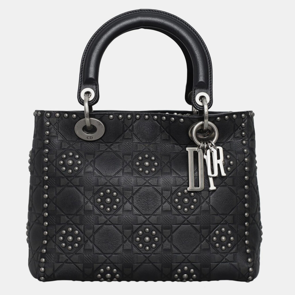 luxury-women-dior-used-handbags-p1090596-002.jpg Christian Dior Medium Calfskin Cannage Studded Supple Lady Dior Bag