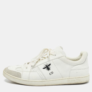 dior white/grey leather and suede d bee low top sneakers size 41