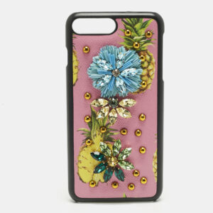 dolce & gabbana multicolor fruit print leather crystal embellished iphone 7 plus case