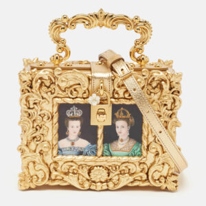 dolce & gabbana gold acrylic and leather regine dolce box top handle bag