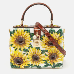 dolce & gabbana yellow/brown acrylic and python trim sunflower dolce box bag