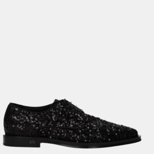 dolce & gabbana black sequin derby shoes size 37