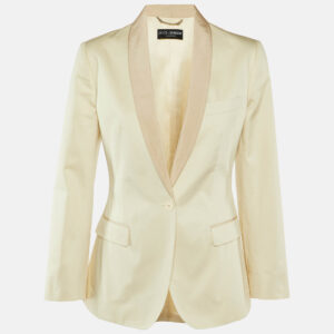 dolce & gabbana cream cotton single breasted blazer m