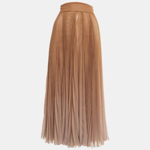 dolce & gabbana brown georgette plisse midi skirt l