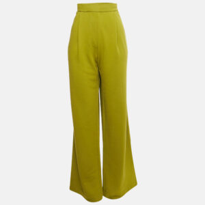 dries van noten green cotton knit wide leg pants m